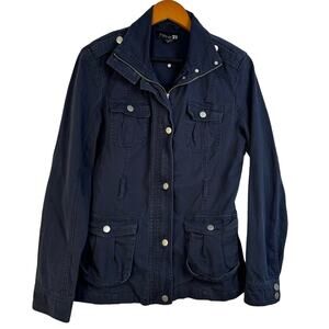 Forever 21 Navy Blue Cotton Utility Field Jacket Women’s Size 10 Button Flap